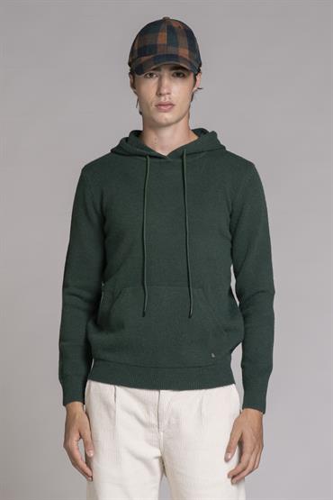 HOODIE NECK MIXED WOOL GREEN