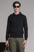 HOODIE NECK MIXED WOOL BLACK