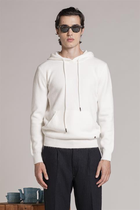 HOODIE NECK MIXED WOOL WHITE