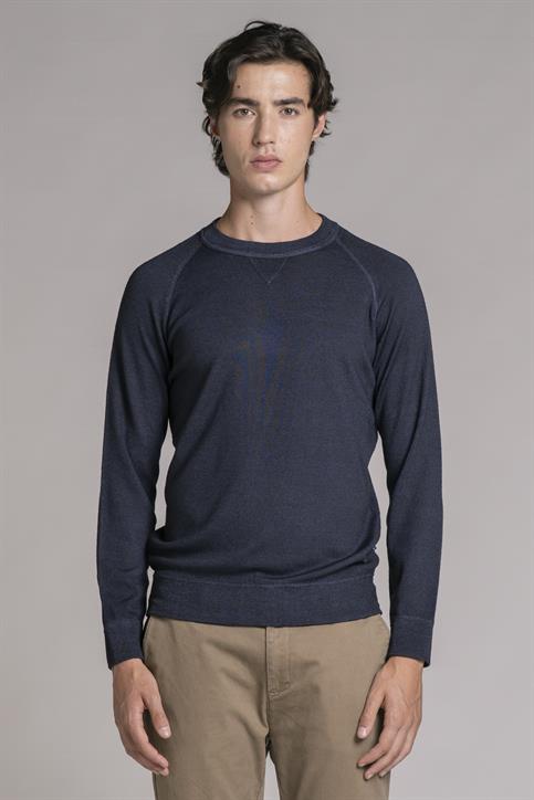 ROUND NECK MERINOS ACID WASH DK.BLUE