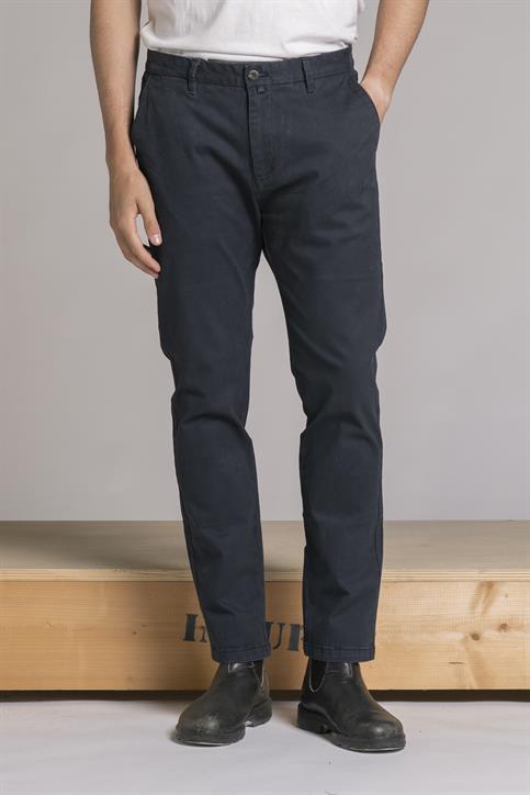 CHINO LONG SLIM TWILL STRETCH F/D NAVY