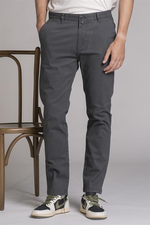 CHINO LONG SLIM TWILL STRETCH F/D C.ROCK