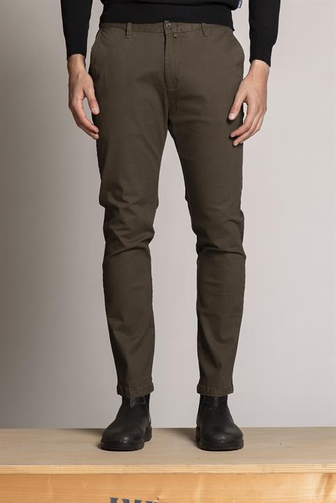 CHINO LONG SLIM TWILL STRETCH F/D GREEN