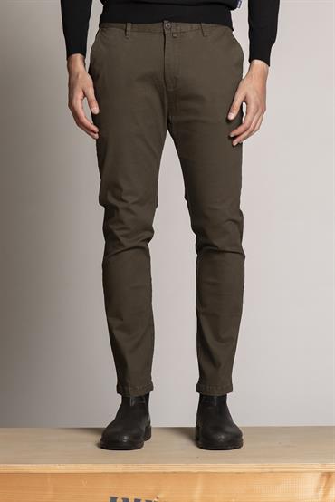 CHINO LONG SLIM TWILL STRETCH F/D GREEN