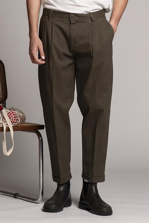 CHINO LONG COMFORT TWILL STRETCH F/D GREEN