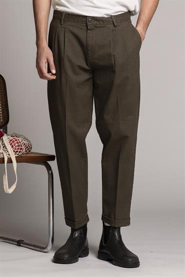 CHINO LONG COMFORT TWILL STRETCH F/D GREEN