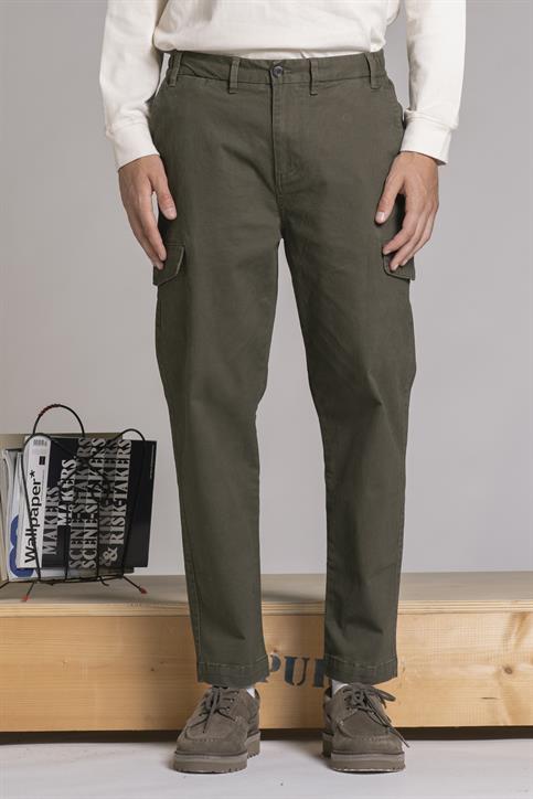 CARGO LONG COMFORT TWILL STRETCH F/D MIL.GREEN