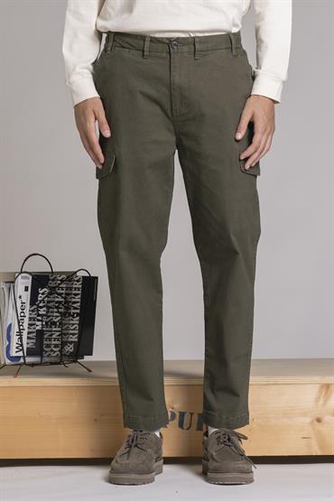 CARGO LONG COMFORT TWILL STRETCH F/D MIL.GREEN