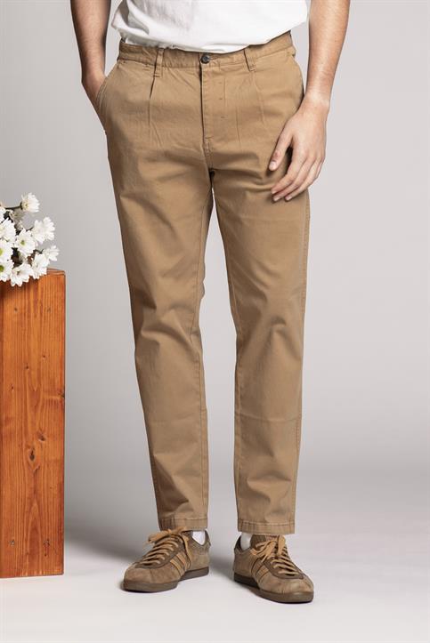 CHINO LONG PENCES COMF.TWILL STRETCH F/D DK.BEIGE