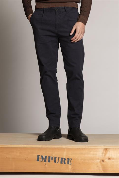 CHINO LONG PENCES COMF.TWILL STRETCH F/D NAVY