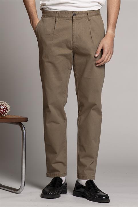 CHINO LONG PENCES COMF.TWILL STRETCH F/D MUD