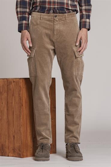 CARGO LONG SLIM CORDUROY 500 STRIPES F/D DK.BEIGE