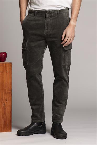 CARGO LONG SLIM CORDUROY 500 STRIPES F/D MIL.GREEN