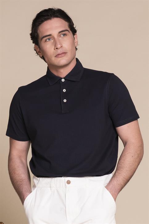 POLO FRENCH COLLAR S/S PIQUET STRETCH G/D NAVY