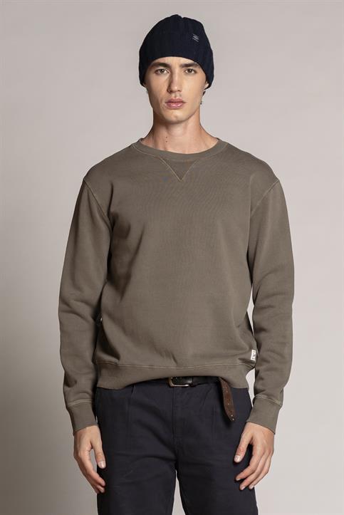 ROUND NECK FLEECE CARBON+SNOW WASH MIL.GREEN