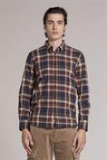 BUTTON DOWN REGULAR L/S FLANNEL SOFT BROWN CHECK