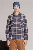 FRENCH COLLAR REG.L/S FLANNEL SOFT NAVY CHECK