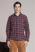 FRENCH COLLAR REG. L/S FLANNEL SOFT BORDEAUX CHECK
