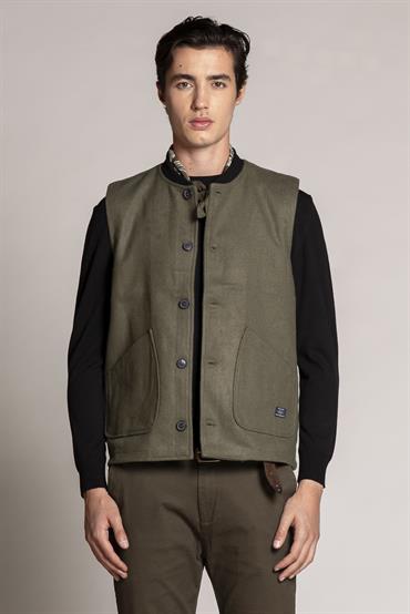GILET REVERSE MIX WOOL GREEN