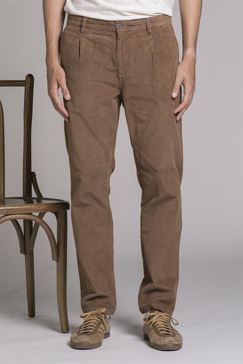 CHINO LONG PENCES COMF.CORD.500 STR.F/D MUD
