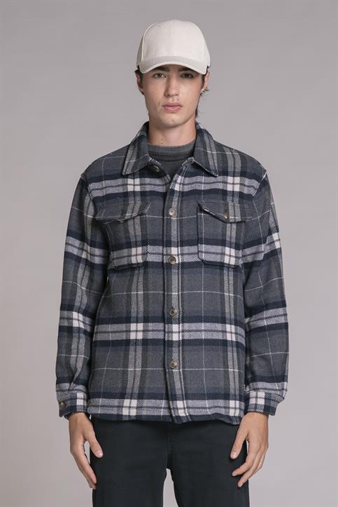 OVERSHIRT L/S FLANNEL SOFT NAVY CHECK