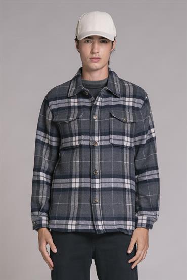 OVERSHIRT L/S FLANNEL SOFT NAVY CHECK