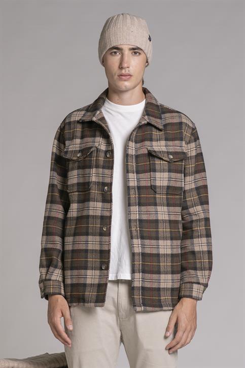 OVERSHIRT L/S FLANNEL SOFT BROWN CHECK