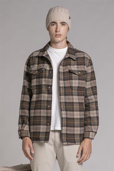 OVERSHIRT L/S FLANNEL SOFT BROWN CHECK