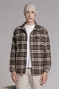 OVERSHIRT L/S FLANNEL SOFT BROWN CHECK