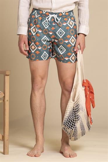 SWIMMING TRUNKS POLYESTER ALLOVER GREEN