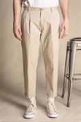CHINO LONG COMF.PINCES TWILL STRETCH F/D BEIGE