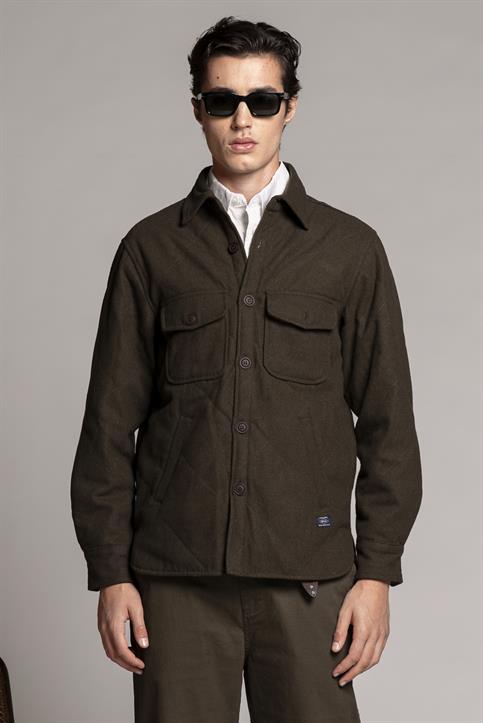 OVERSHIRT JACKET QUILTED WOOL F/D ARMY GREEN