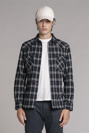 WESTERN SHIRT REGULAR L/S FLANNEL SOFT NAVY