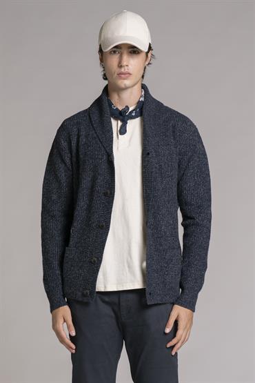 CARDIGAN BTN MOULINE' NAVY