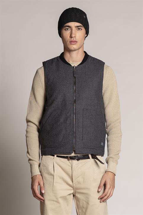 GILET REVERSE MIX WOOL DK.GREY