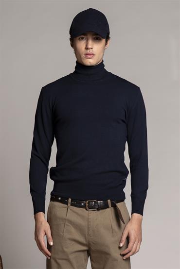 TURTLENECK MIXED WOOL DK.NAVY