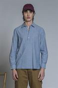 SERAFINO L/S MIXED LINEN SOFT WASH F/D LT.BLUE