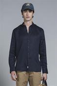 BUTTON DOWN L/S 100% LINEN F/D NAVY