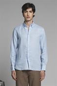 BUTTON DOWN L/S 100% LINEN F/D SKY
