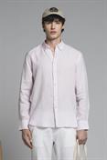 BUTTON DOWN L/S 100% LINEN F/D PINK
