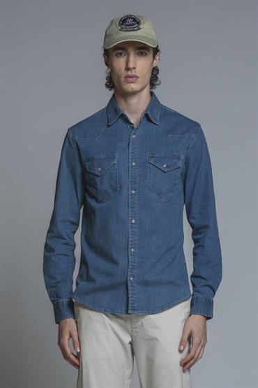 WESTERN SHIRT L/S REGULAR DENIM G/W MID.BLUE
