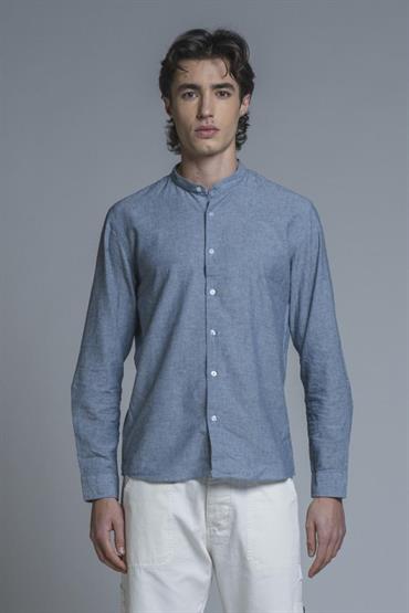 COREANA COLLAR L/S SLIM DENIM SLUB G/W BLUE