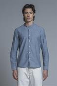 COREANA COLLAR L/S SLIM DENIM SLUB G/W BLUE