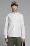 COREANA COLLAR L/S MIXED LINEN S.WASH F/D WHITE