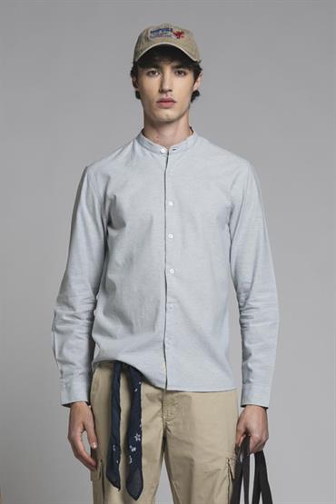 COREANA COLLAR L/S MIXED LINEN S.WASH F/D ACQUA