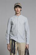 COREANA COLLAR L/S MIXED LINEN S.WASH F/D ACQUA