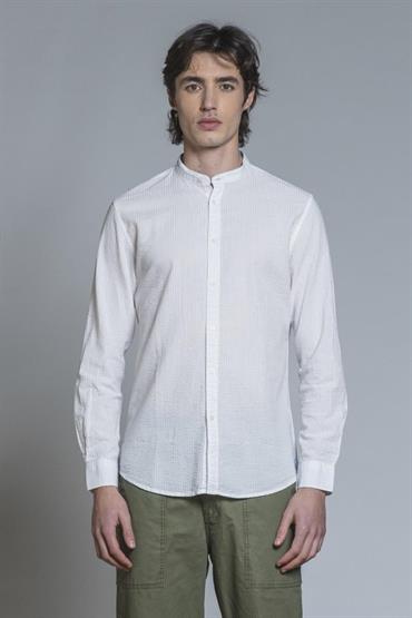 COREANA COLLAR L/S SLIM SOFT SEERSUCKER Y/D WHITE