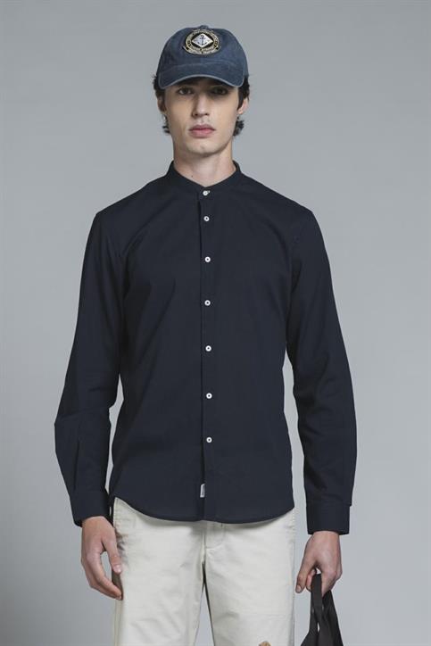 COREANA COLLAR L/S SLIM 100% CTN VOILE Y/D NAVY