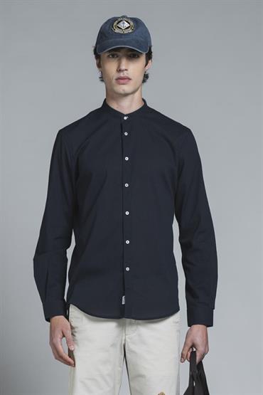 COREANA COLLAR L/S SLIM 100% CTN VOILE Y/D NAVY