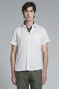 ITALIAN COLLAR S/S 100% LINEN F/D WHITE